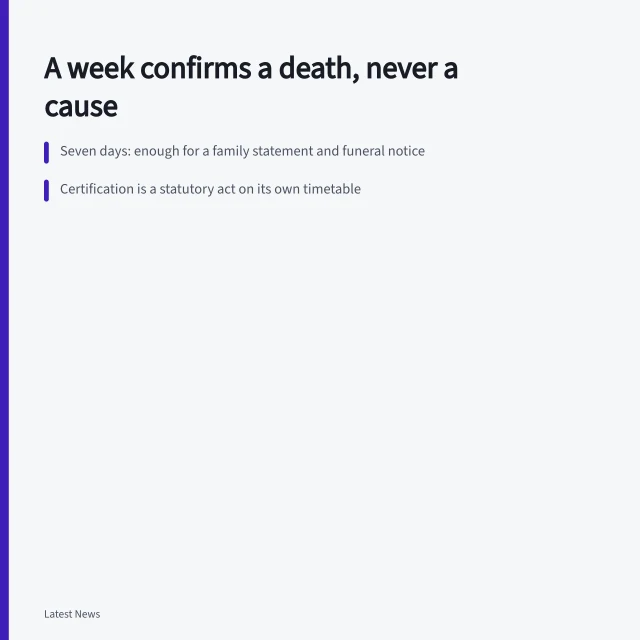 Card explaining weekly death notices confirm deaths but not causes. What causes are named in this week's death notices