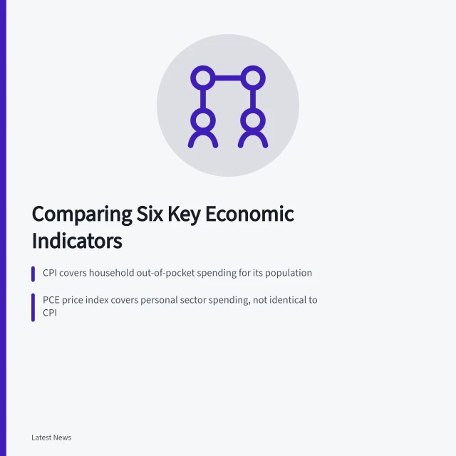 Comparison of CPI, PCE, GDP, GDI, retail sales, and real earnings indicators. Economic indicators compared: CPI, PCE prices, GDP, GDI, retail sales, and real earnings