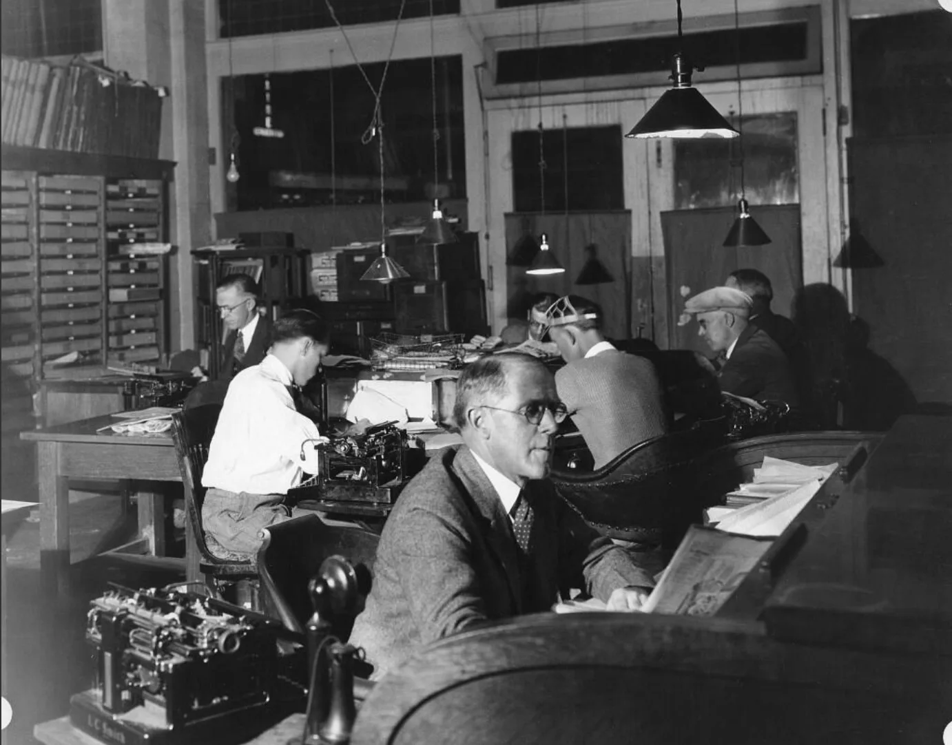 Ernest Finley sits at his desk in The Press Democrat newsroom (around 1920). Food recall reporting case study: a fictional desk drill