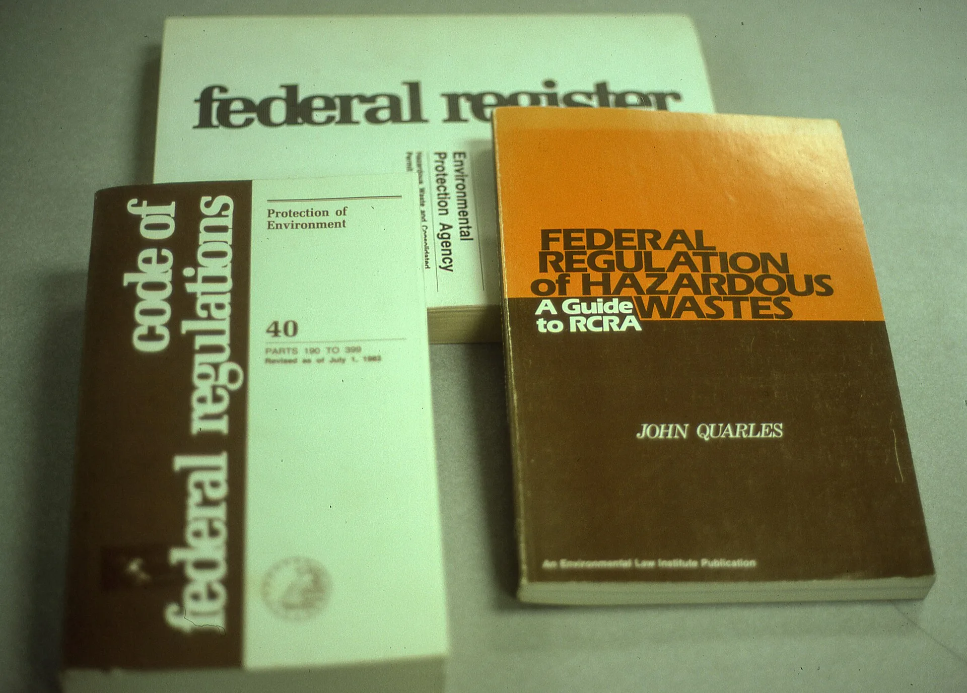 Various Federal Register documents and literature related to US environmental regulations, specifically the Resource Conservation and Recovery Act (RCRA). Government reporting problems: how readers can check claims