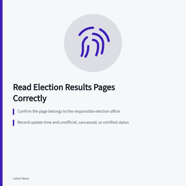 Checklist for reading election results pages: issuer, status, reporting units. How to read an election results page without misreading the count