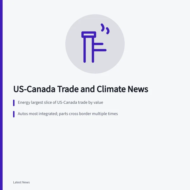 US-Canada trade and climate news card. Cross-border trade and climate stories that reach US readers