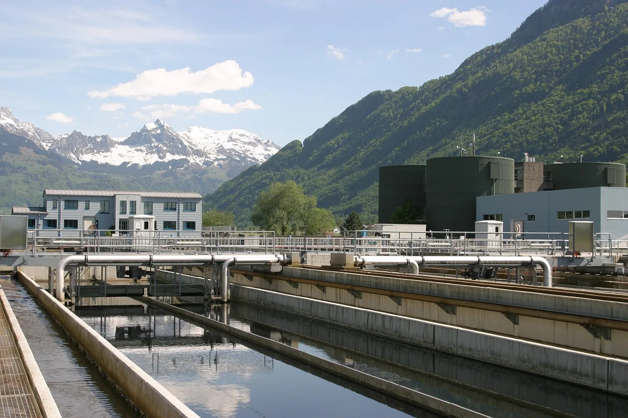 sewage treatment plant, switzerland, wastewater treatment, clarifiers, clear, water, nature, wastewater, environmental protection, clean. PFAS Drinking Water Limits: US EPA Compared With Michigan, New Jersey and New York