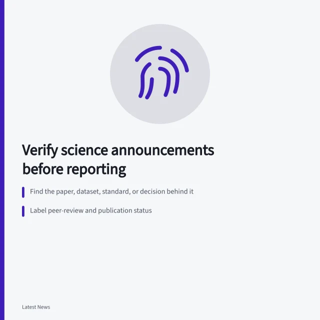 Card on verifying science and technology announcements before reporting. Science and technology announcements: a reporting guide