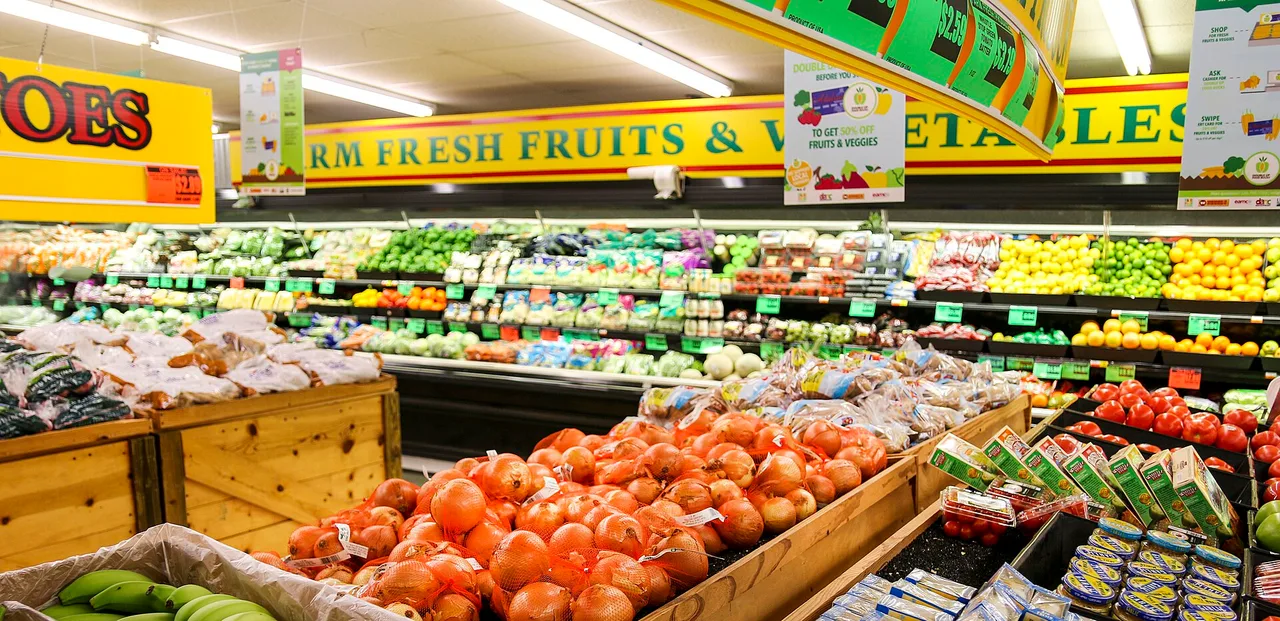 A produce section inside a grocery store
